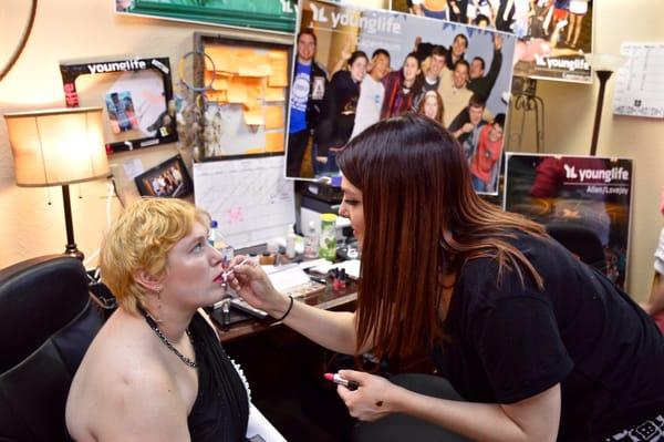 Doing makeup at Allen/Lovejoy YoungLife Capernaum Prom with some beautiful friends with special needs!