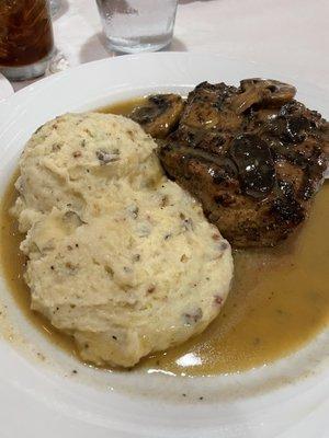 Homestead Sirloin with Mushroom Marsala sauce and Mexi-Mashed Potatoes.