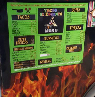 El Encanto menu