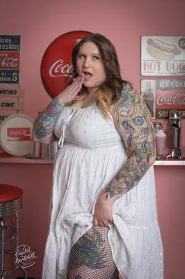 Plus Sized Tattoo Model doing a photoshoot