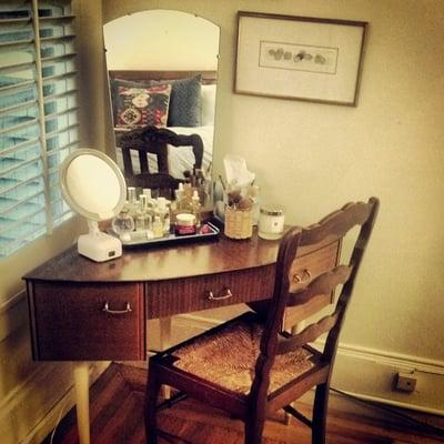 Feeling very Zsa Zsa Gabor with my new vanity from McCarney's!