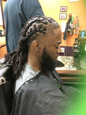 Locs Groomed & Styled...Sharp Line-up & Beard