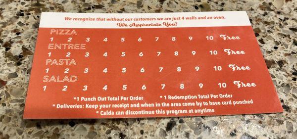 Current punch card