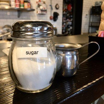 Love that they offer sugar dispensers so I can indulge in my half decaf coffee and half cream and sugar.