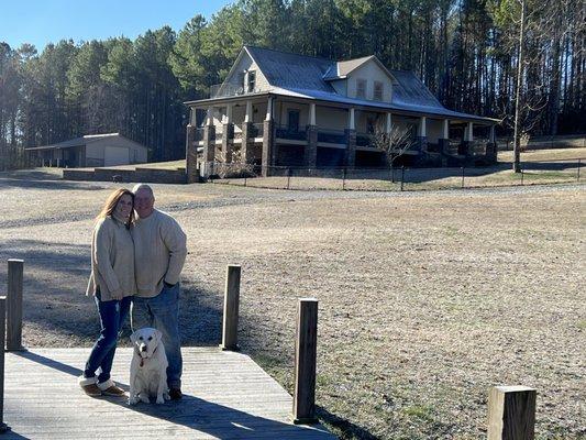 Shop owners Brenda and Gary (and recently passed shop dog Cara ).  Rust and Refind is the shop barn behind our home