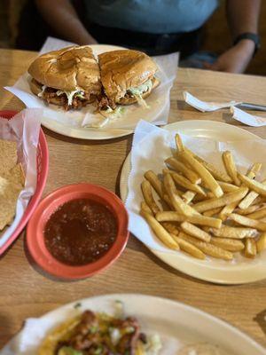 Torta al pastor with a side of fries