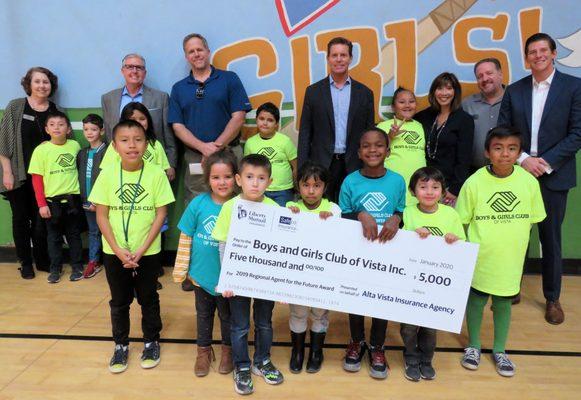 Our check presentation at the Boys and Girls Club of Vista. What a great experience!