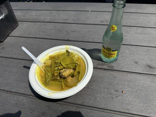 Soup with pork young eggplant and long bean