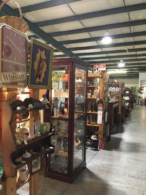 View down one aisle of this large antique "mall"