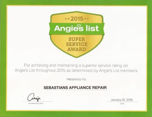 Once again 3rd year  a row super service award providing quality to our customer is our top priority.