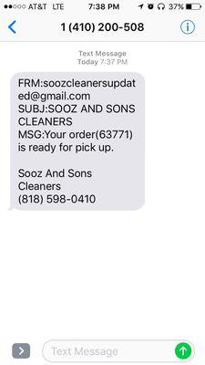 Receive a text message when your items are ready!