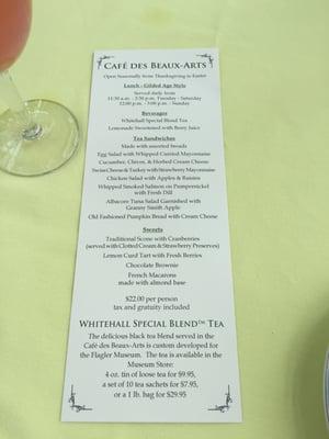 Menu for Lunch-Gilded Age Style