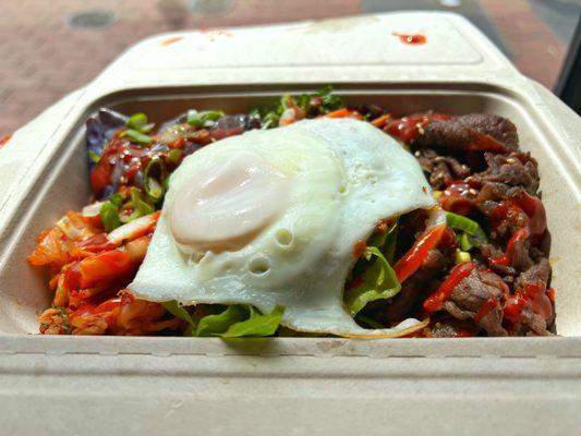 Seoul Box with kimchi fried rice and a fried egg!