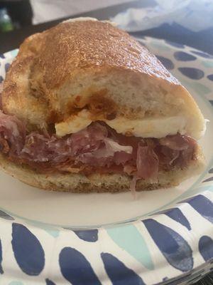 #14 Prosciutto, sopressata, mozz, hot pepper spread