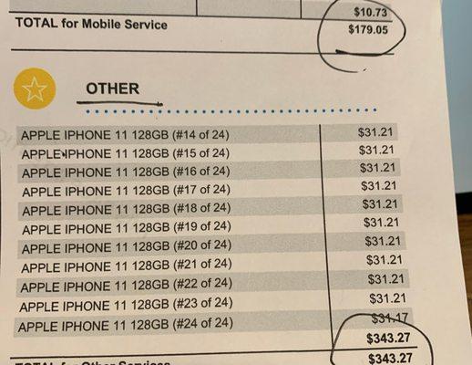 Actual Bill from GCI with Other Charges Jim from Anchorage could not answer.