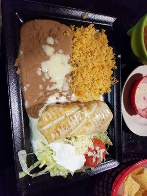 Chicken chimichanga.. Chicken lacked flavor