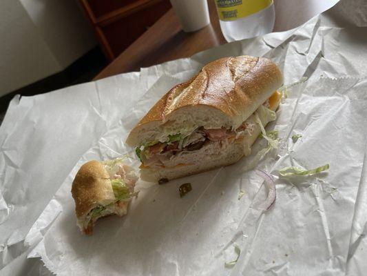 Half of a half turkey club