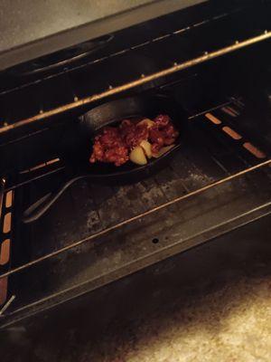 Orange Chicken paid-for, yet finished from my home oven. (Odd view.)