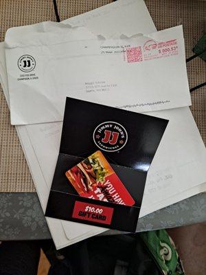 Paid $24, for a double gargantuan, bit into glass, threw it away, and all they send me was a $10 gift card. No apology.. WTF?