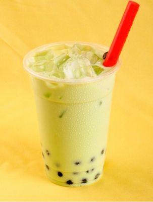 Mango milk tea with boba