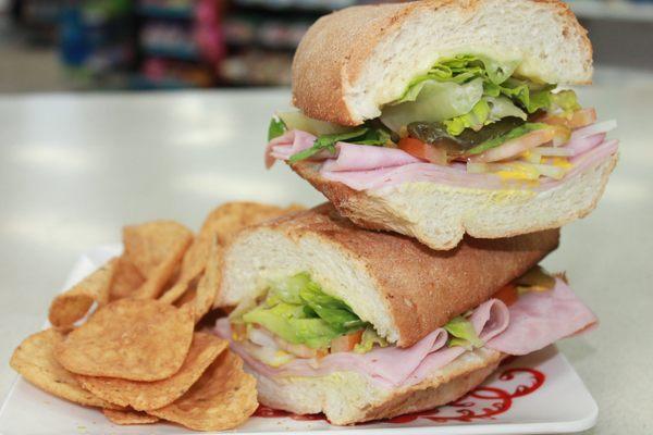 Ham Torta w/ everything on it and salsa verde Tostitos!