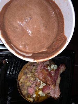 Bacon Cheeseburger*Triple Chocolate Pizookie Made With Ghirardelli