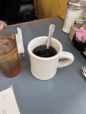 Coffee in a old style cup