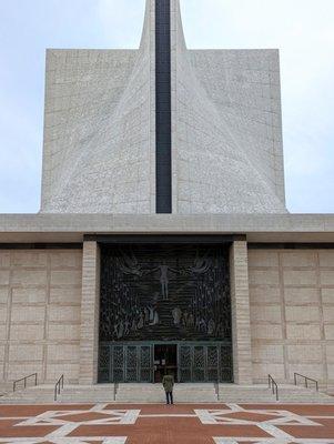 Outside my bro enjoying the metal facade, it's HUGE.