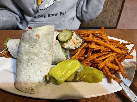 Wrap with sweet potato fries..