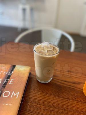 iced vanilla latte with oatmilk