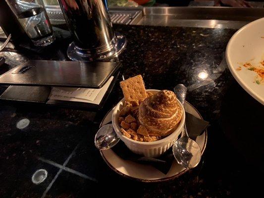 Cute "s'mores" dessert. Toasted marshmallow on top