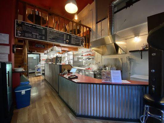 Inside of restaurant from doorway