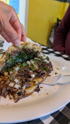 Quesadilla de cabeza, tortilla hecha a mano (handmade tortilla)