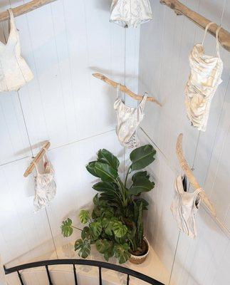 Vintage swim suit instillation by Artist Janelle Paige.