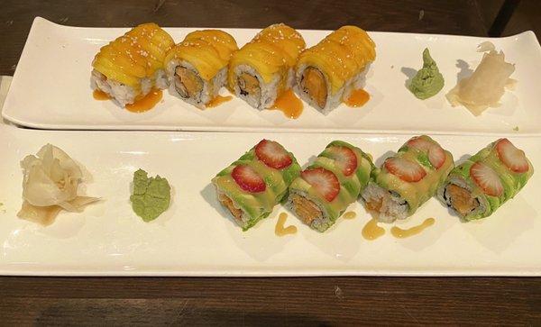 Chef special vegetarian roll ( Mango topped roll) & Celtic's roll. Both delicious!