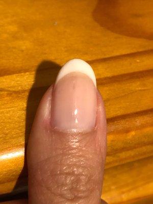 Hair in between nail...