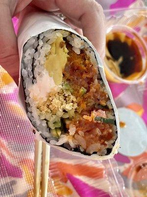 Fistbump sushi burrito and "handmade dipping sauce"