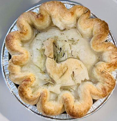 This take n bake chicken pot pie is fresh out of the oven. My new fave!