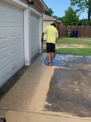 Pressure Washing the Driveway