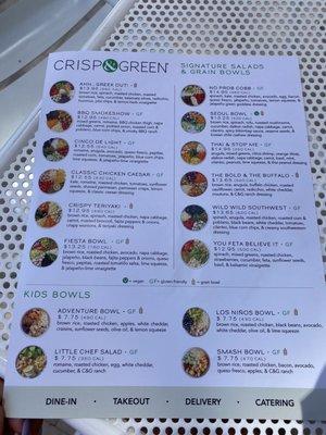 Signature Salads, Grain Bowls, and Kids Menu