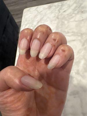 Gel polish removal, dep powder and shaping