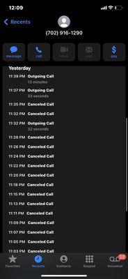 How many times I had to call just to be hung up on twice. Then told I couldn't speak to my sister but that they could give me an update.