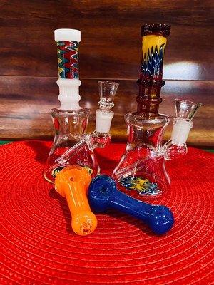 We have Glass Pieces for a nice, clean smoke! Different colors for different vibes!