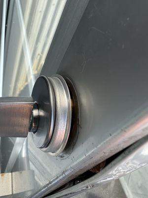 Toggle lock is not flush to door frame