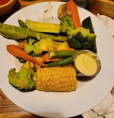 Side of grilled veggies served with garlic butter