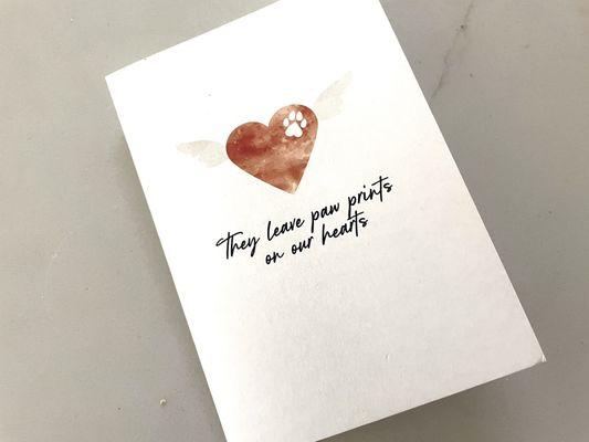 Condolence card for pet that passed away last month