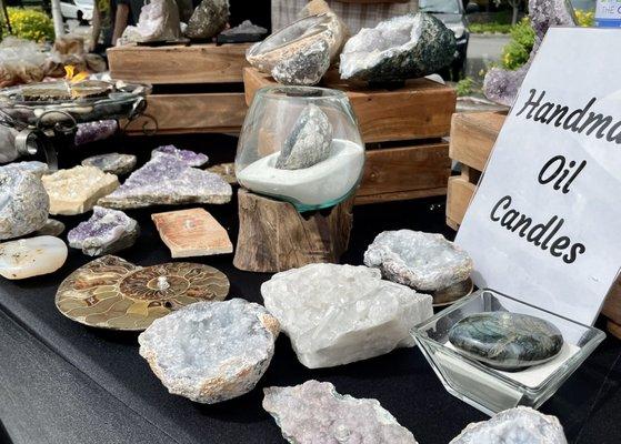 Oil candles in stones