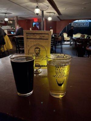 Lincoln's lager and a porter