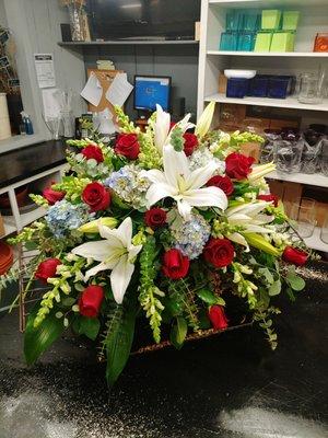 Red, White and Blue Casket Spray