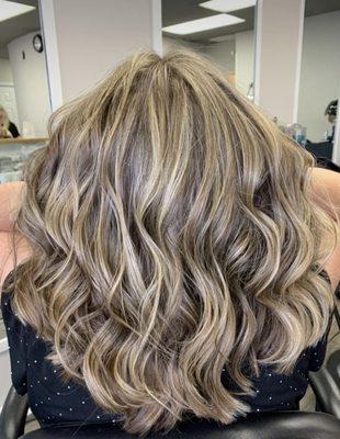 Beautiful high lights,cut and style by Denise